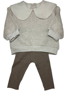 NEW PLAY UP kid's knit collar sweater leggings set in tan